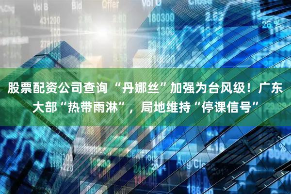 股票配资公司查询 “丹娜丝”加强为台风级！广东大部“热带雨淋”，局地维持“停课信号”
